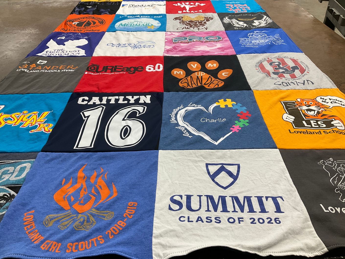 T-shirt quilt from loveland school by Lara from OH