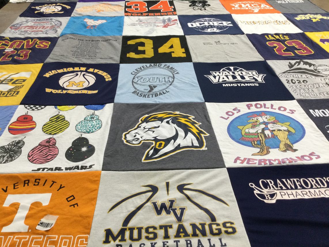 T-shirt quilt featuring cleveland family youth basketball, walker valley mustangs by Jessica from TN