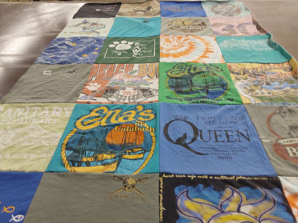 T-shirt quilt from cedar ridge high school by Carmen from NC