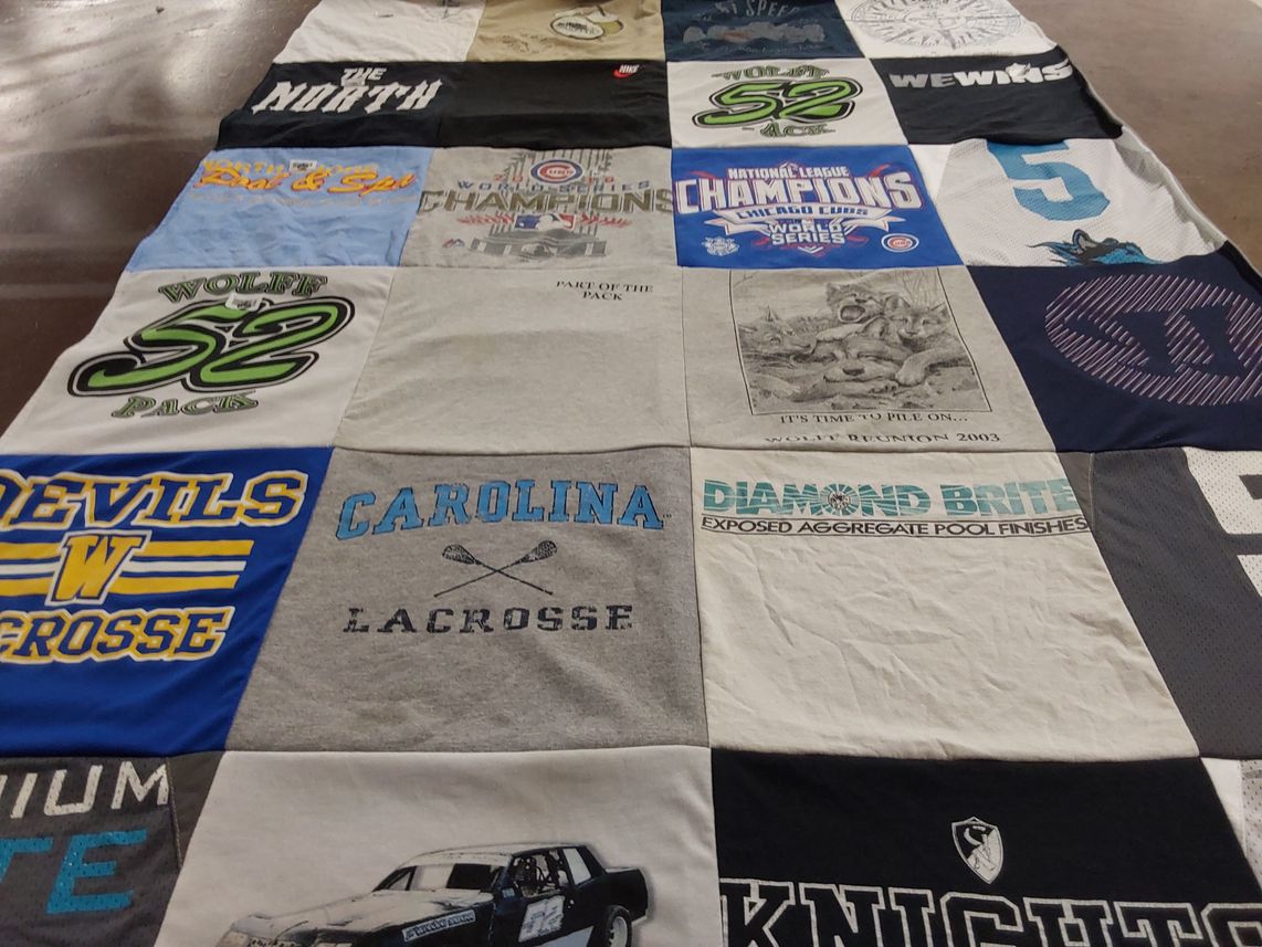 T-shirt quilt featuring wolfpack, devils by Bridgit from IL