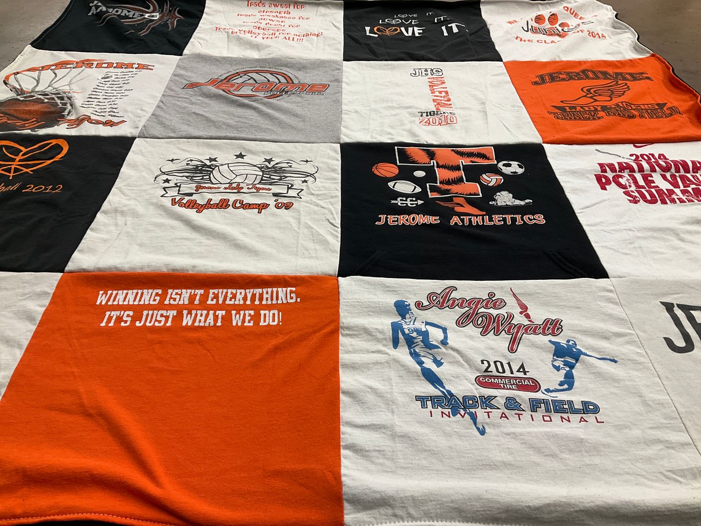 T-shirt quilt featuring jerome high school athletics by Wendy from ID