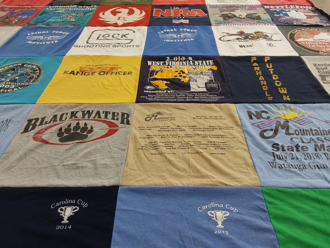 T-shirt quilt with shooting sports, outdoor activities themes by David from VA