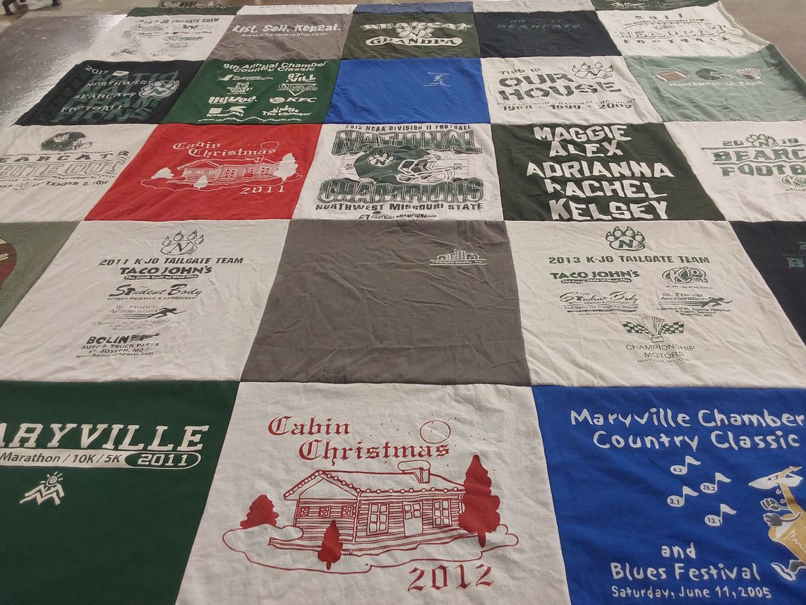 T-shirt quilt featuring northwest missouri state bearcats football by Jane from MO
