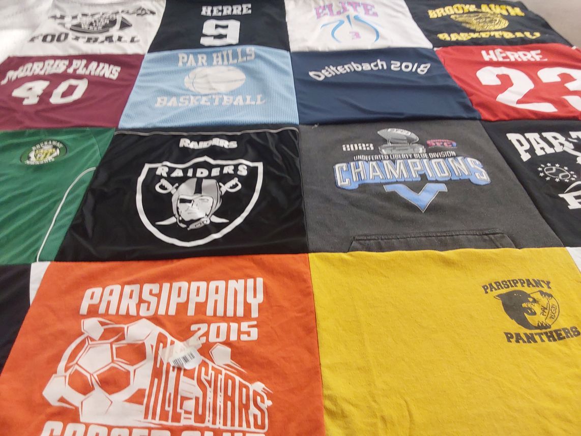 T-shirt quilt featuring parsippany panthers, raiders by Suzanne from NJ