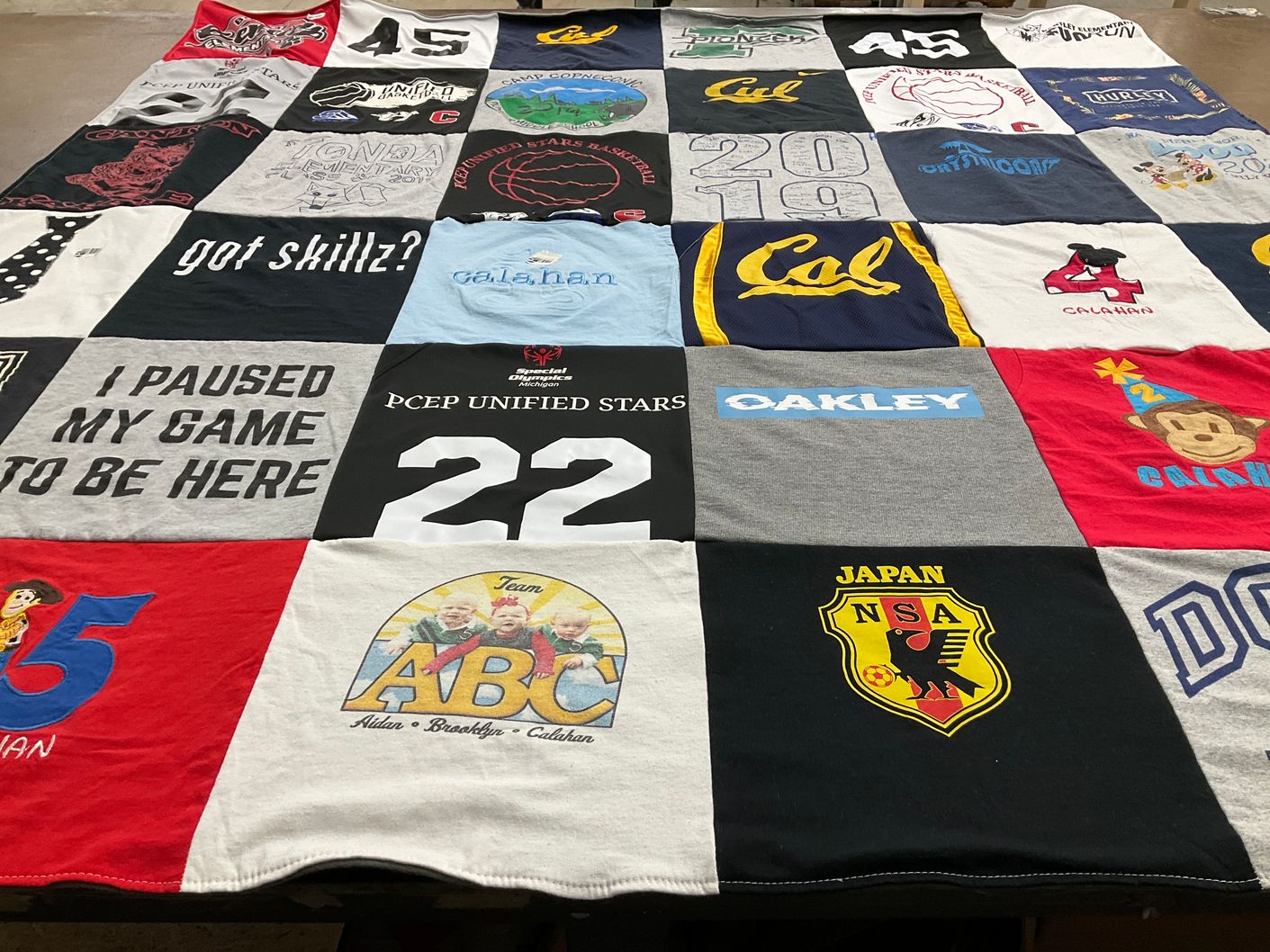 T-shirt quilt featuring california golden bears by Kristin from MI