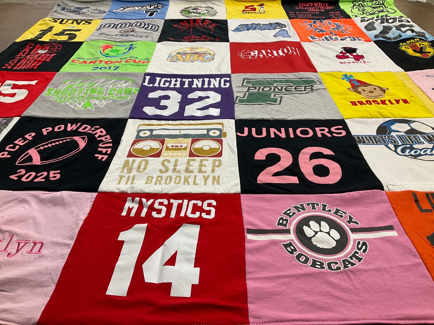 T-shirt quilt featuring bentley bobcats, mystics by Kristin from MI