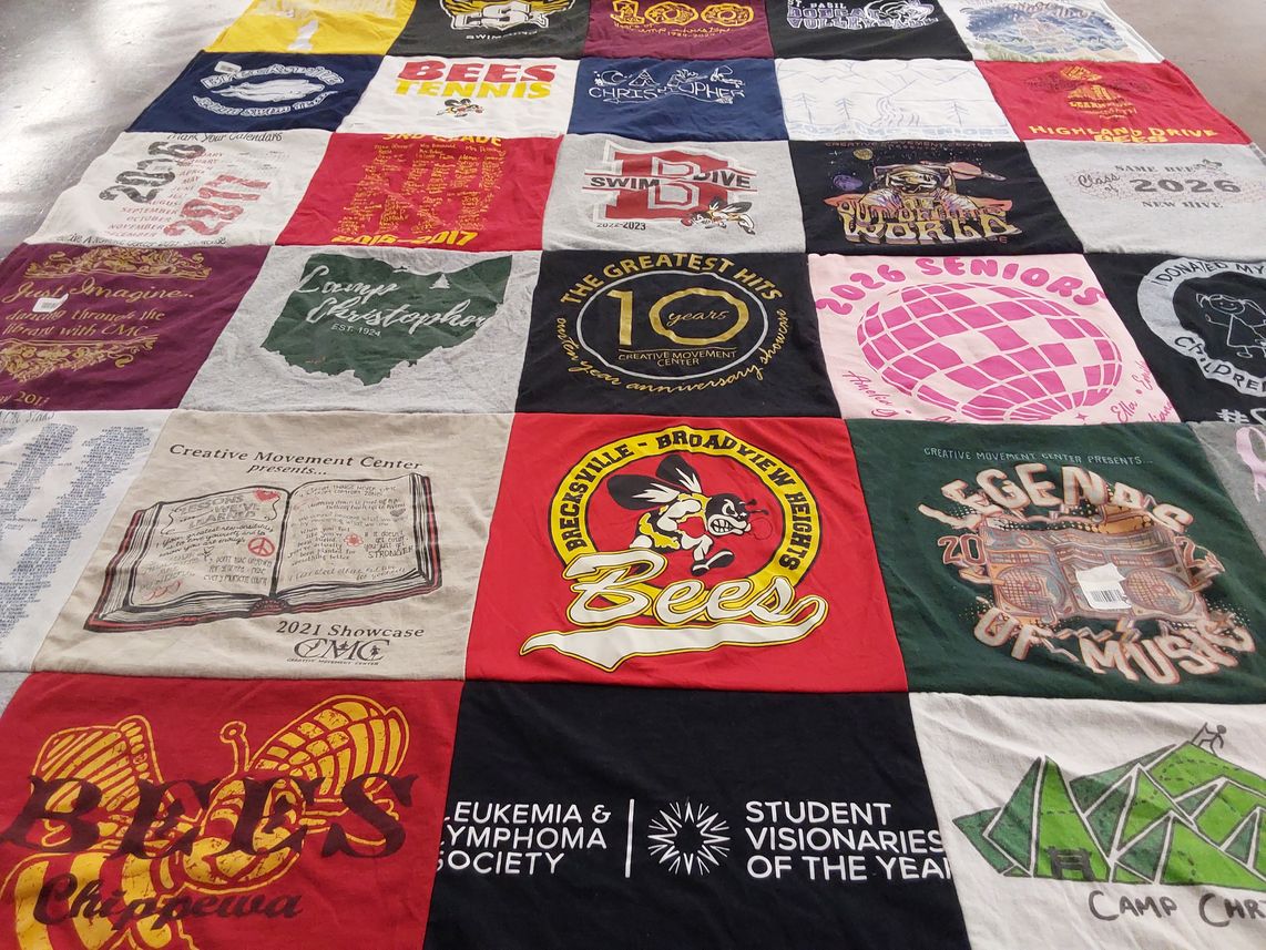 T-shirt quilt featuring bees tennis, broadview heights bees by Denise from OH