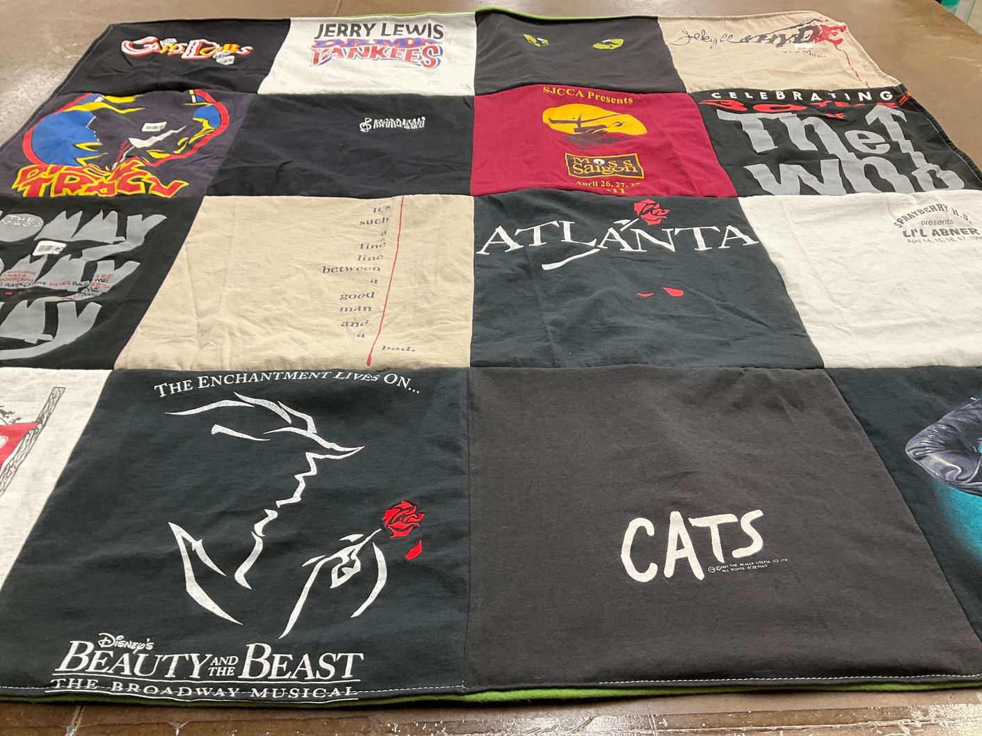 T-shirt quilt with musical theater, broadway themes by Marilyn from FL