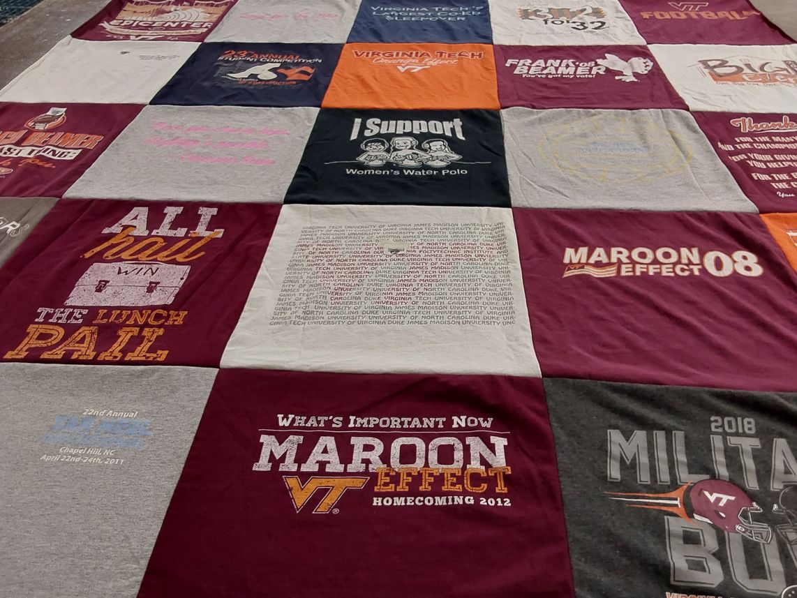 T-shirt quilt from virginia tech university, james madison university by Sarah from VA