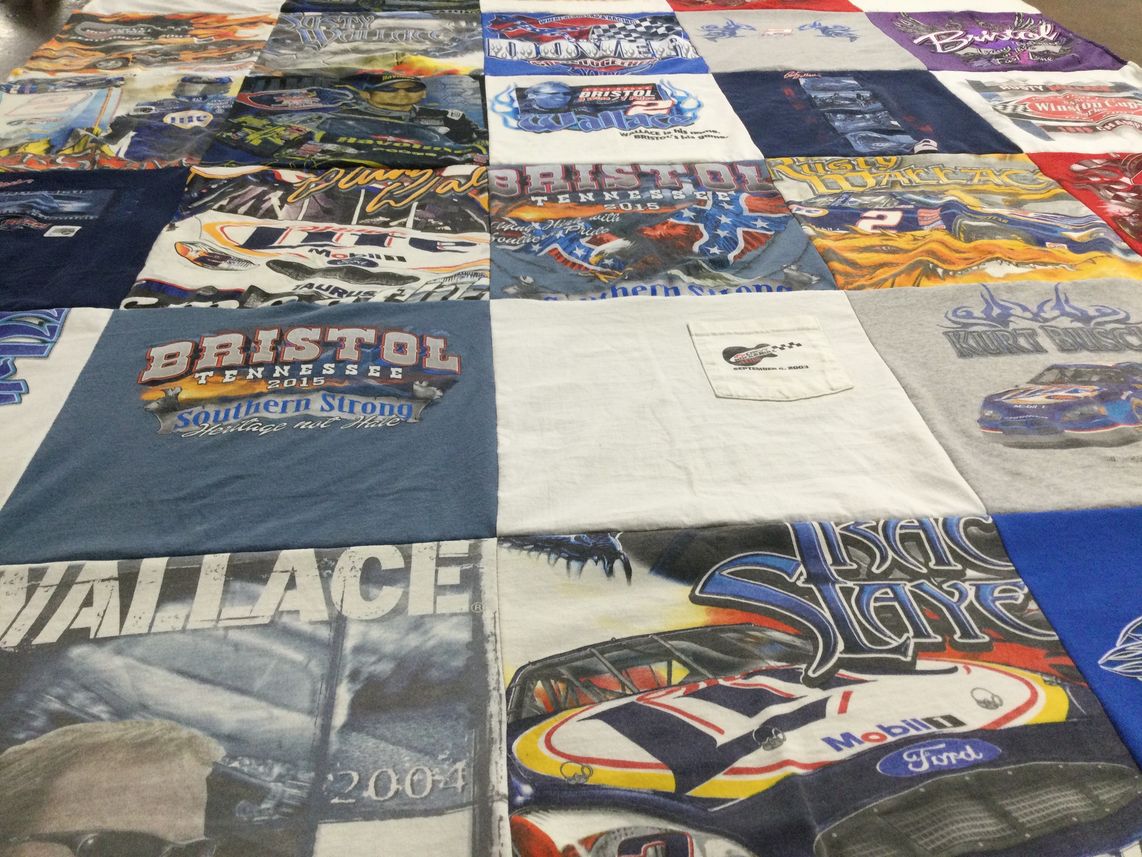 T-shirt quilt with nascar, racing themes by Melissa from MD