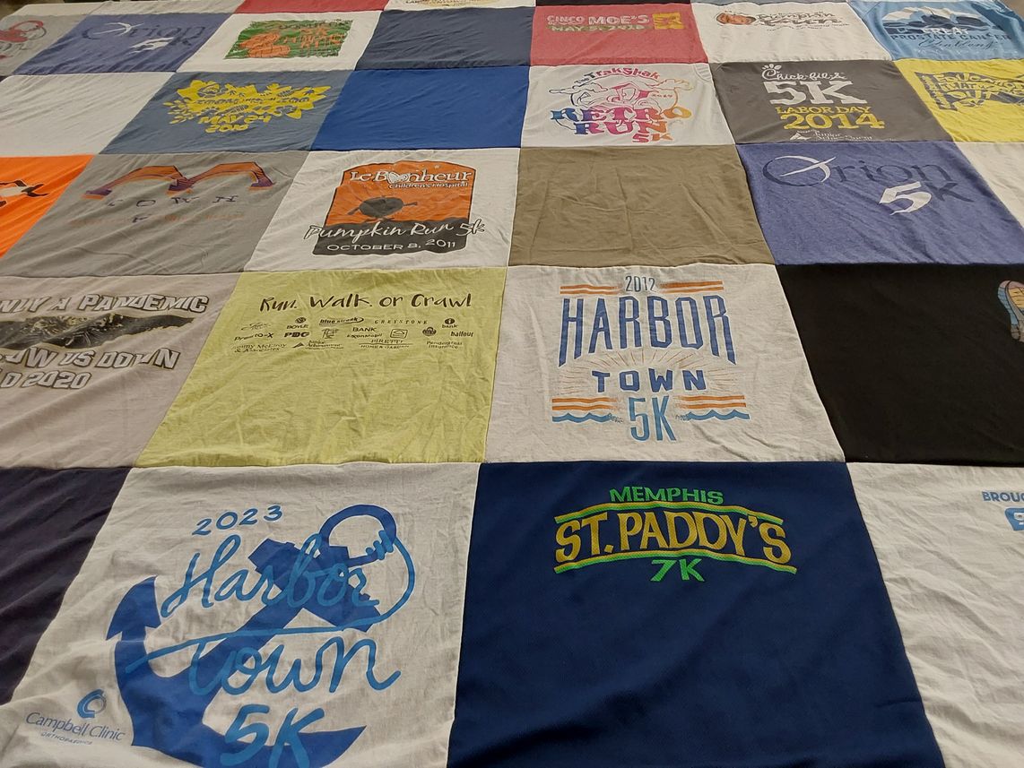 T-shirt quilt with running, walking themes by Yvette from TN
