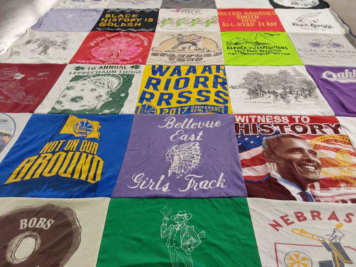 T-shirt quilt featuring golden state warriors by Jennifer from CA