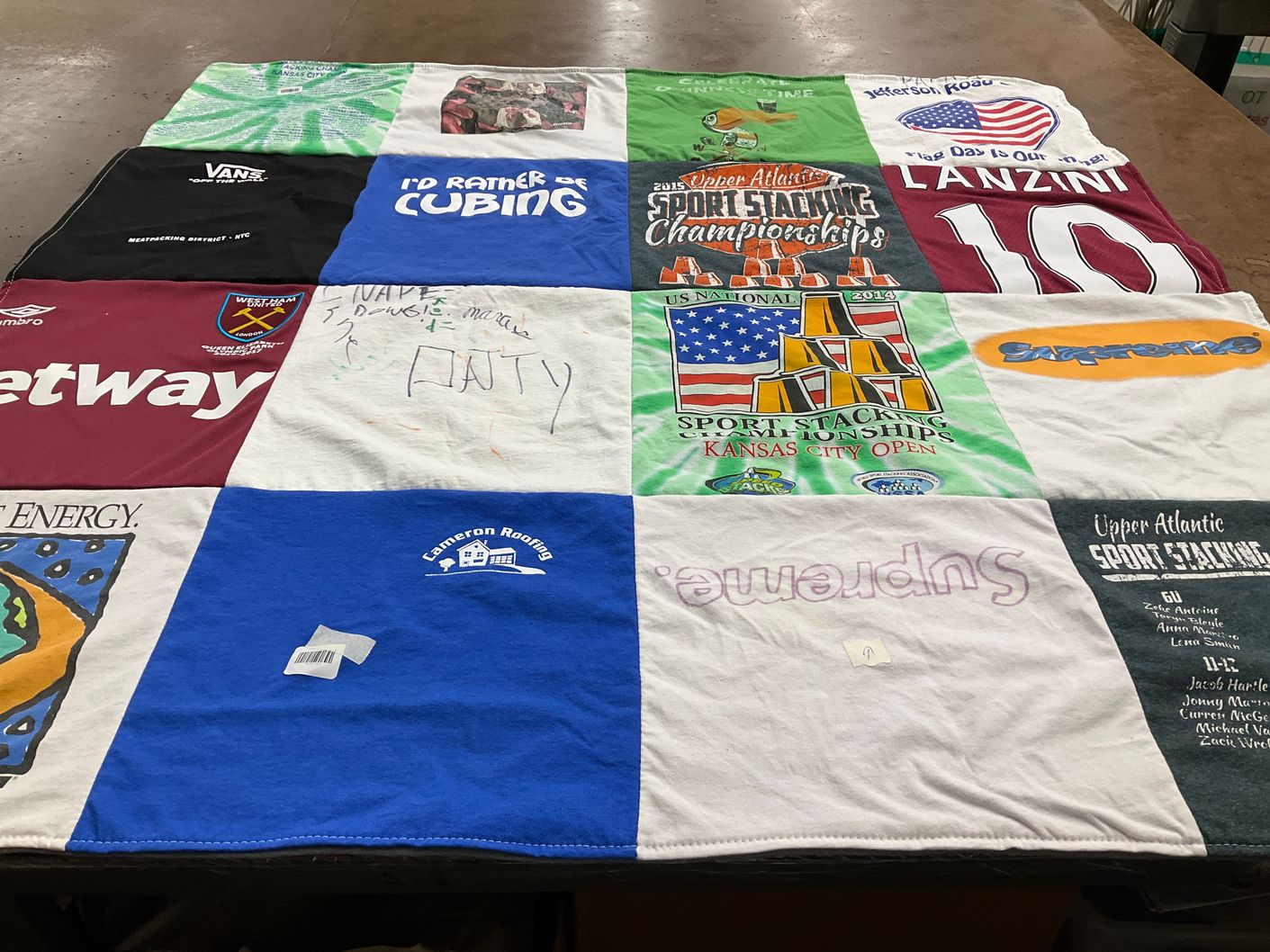 T-shirt quilt featuring west ham united football club by Sarah from NY
