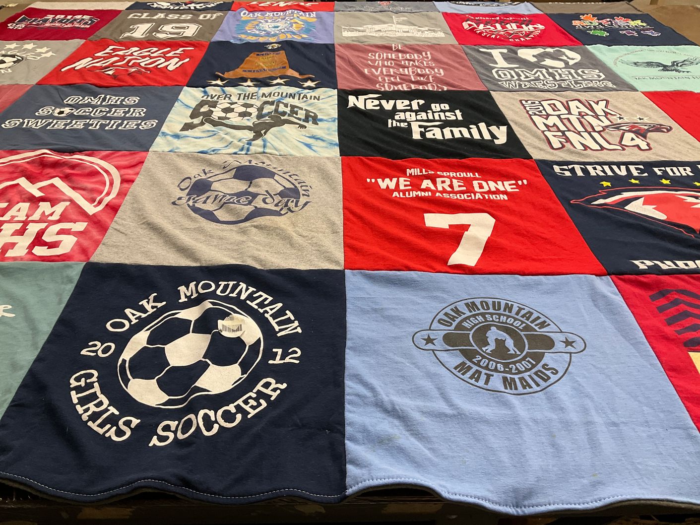 T-shirt quilt featuring oak mountain girls soccer by Cynthia from AL