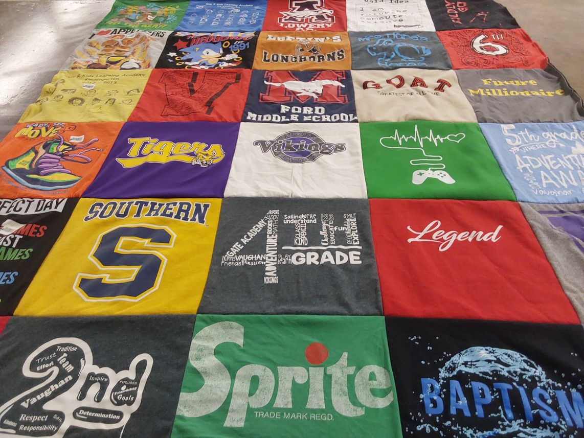 T-shirt quilt featuring tigers, longhorns by Tonya from TX