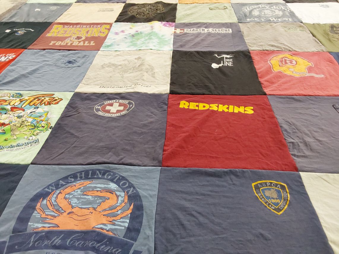 T-shirt quilt featuring washington redskins football by Kari from MD