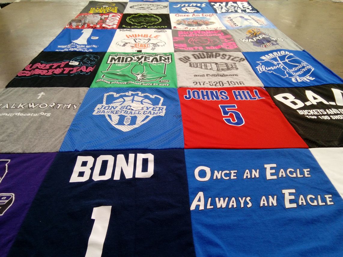 T-shirt quilt featuring warriors by Rida from IL