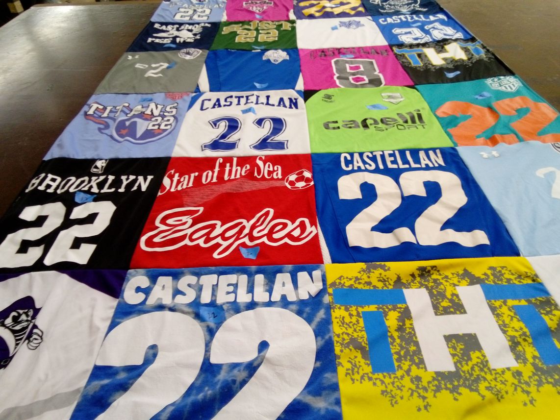 T-shirt quilt featuring brooklyn nets, titans by Lauren from NY