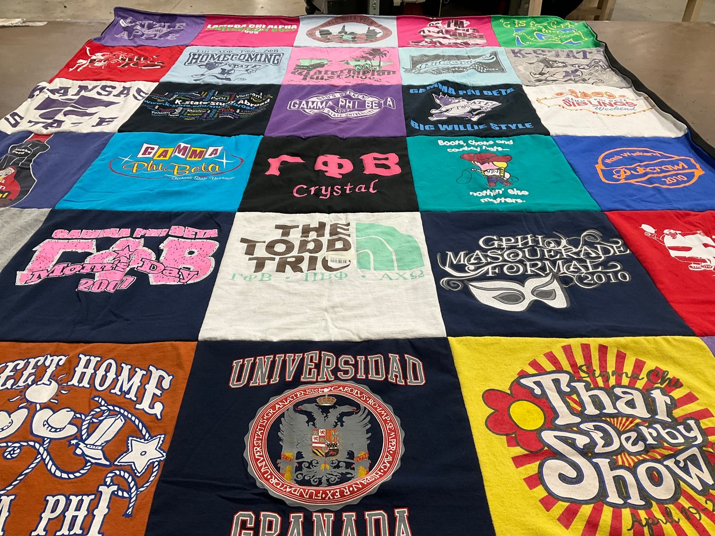 T-shirt quilt from granada university by Crystal from KS