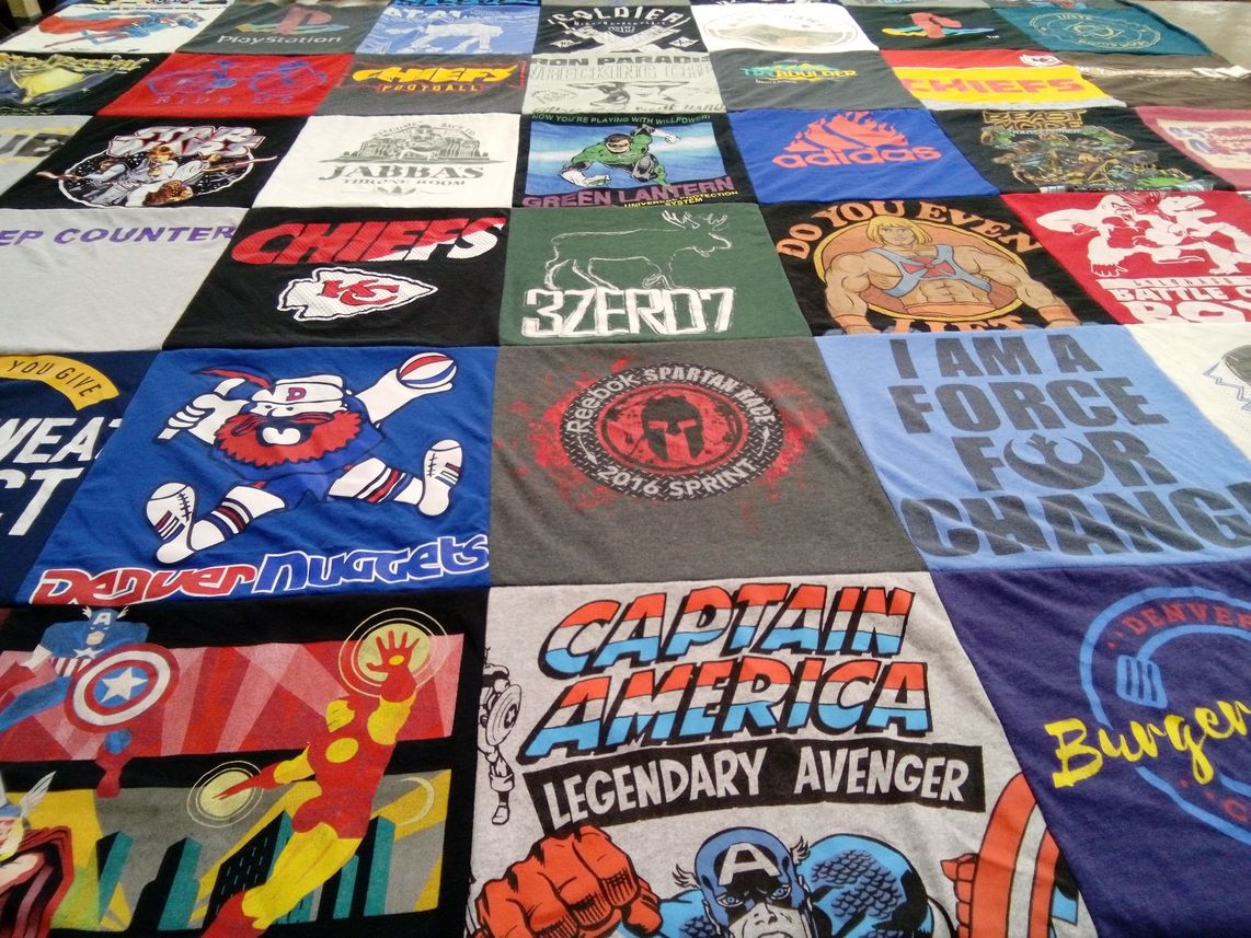 T-shirt quilt featuring kansas city chiefs, denver nuggets by Kurtis from CO
