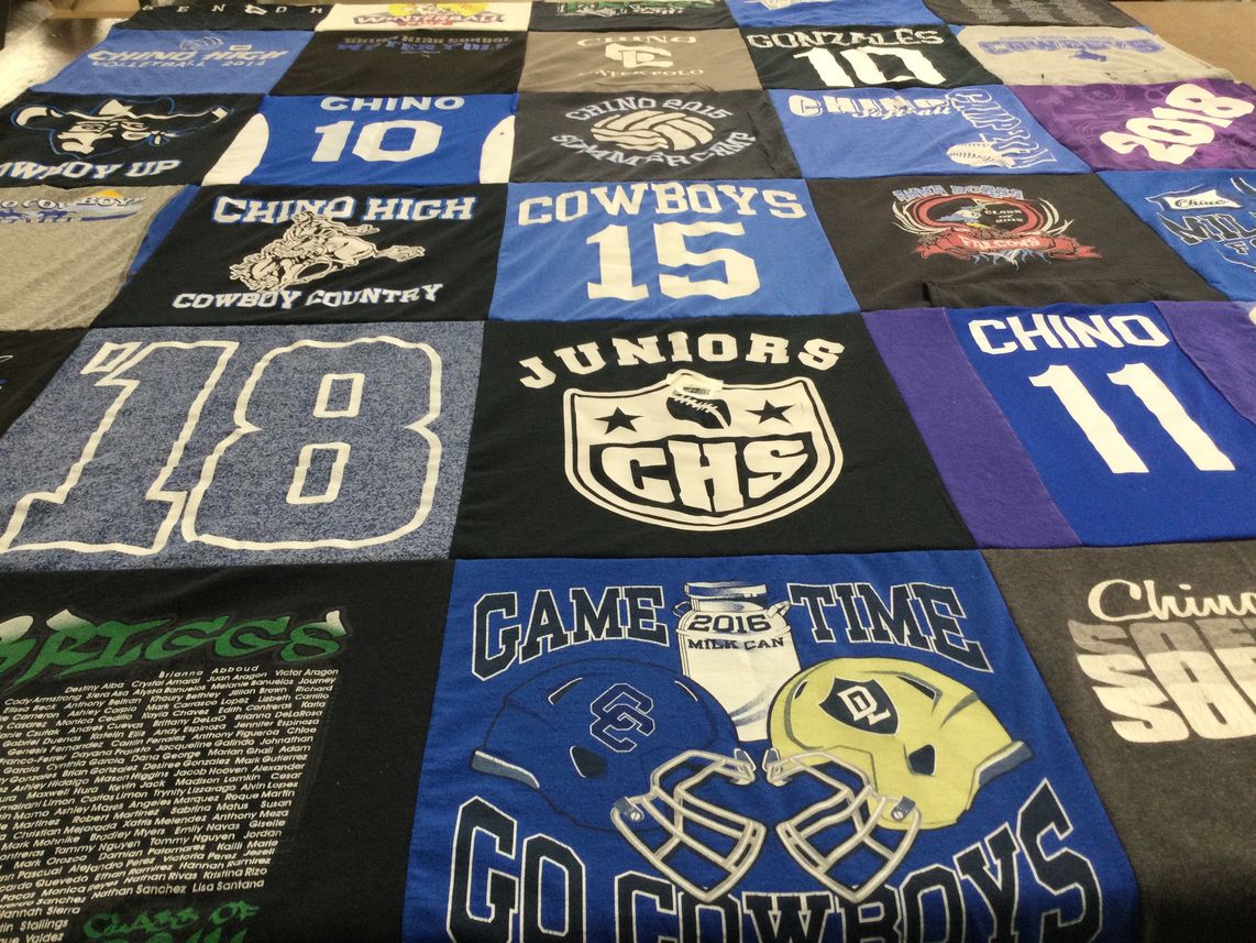 T-shirt quilt featuring chino high school cowboys by Melissa from CA