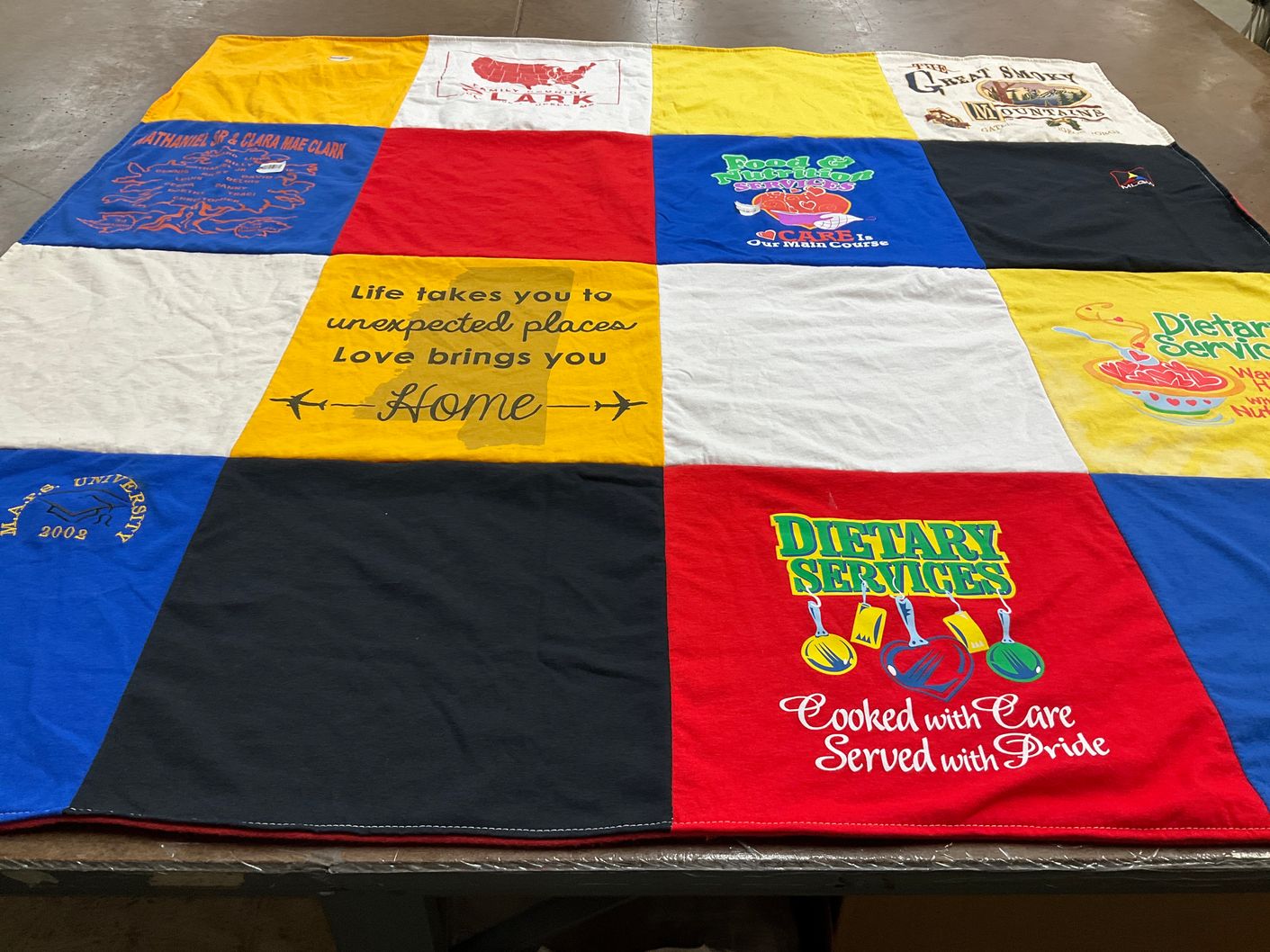 T-shirt quilt from clark university by Richard from TN