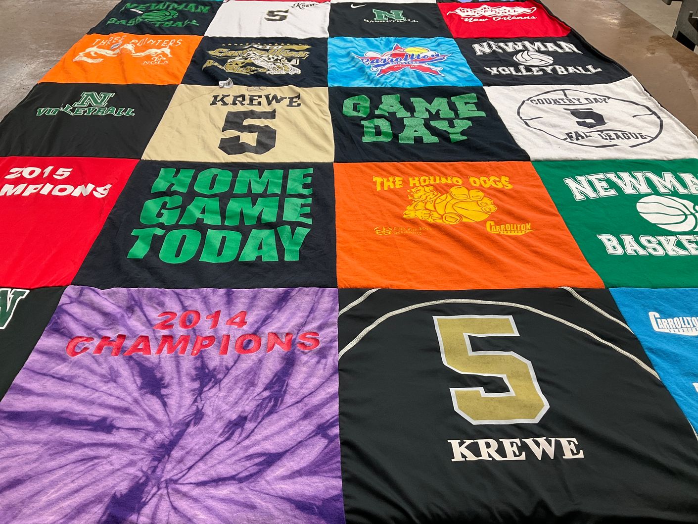T-shirt quilt from newman school by Natalie Barrocas from LA