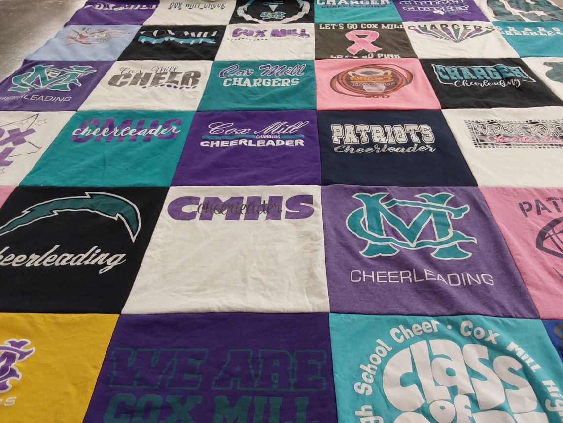 T-shirt quilt from cox mill high school by Catrina from NC