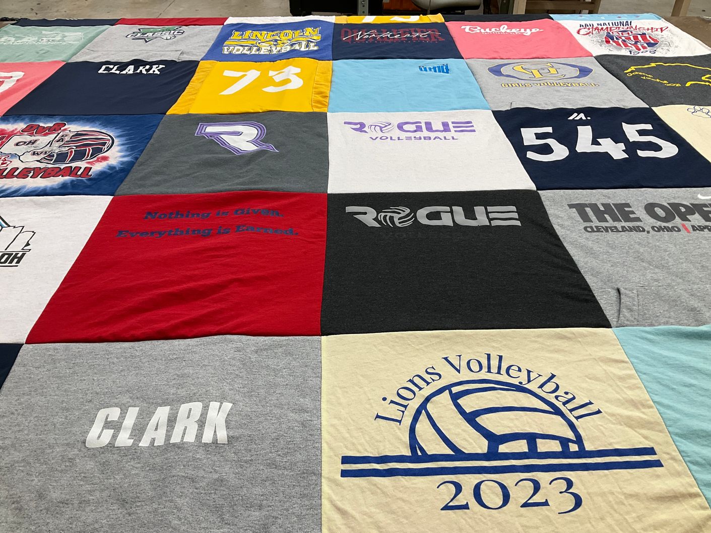 T-shirt quilt featuring lincoln volleyball, rogue volleyball by Tyanne from OH