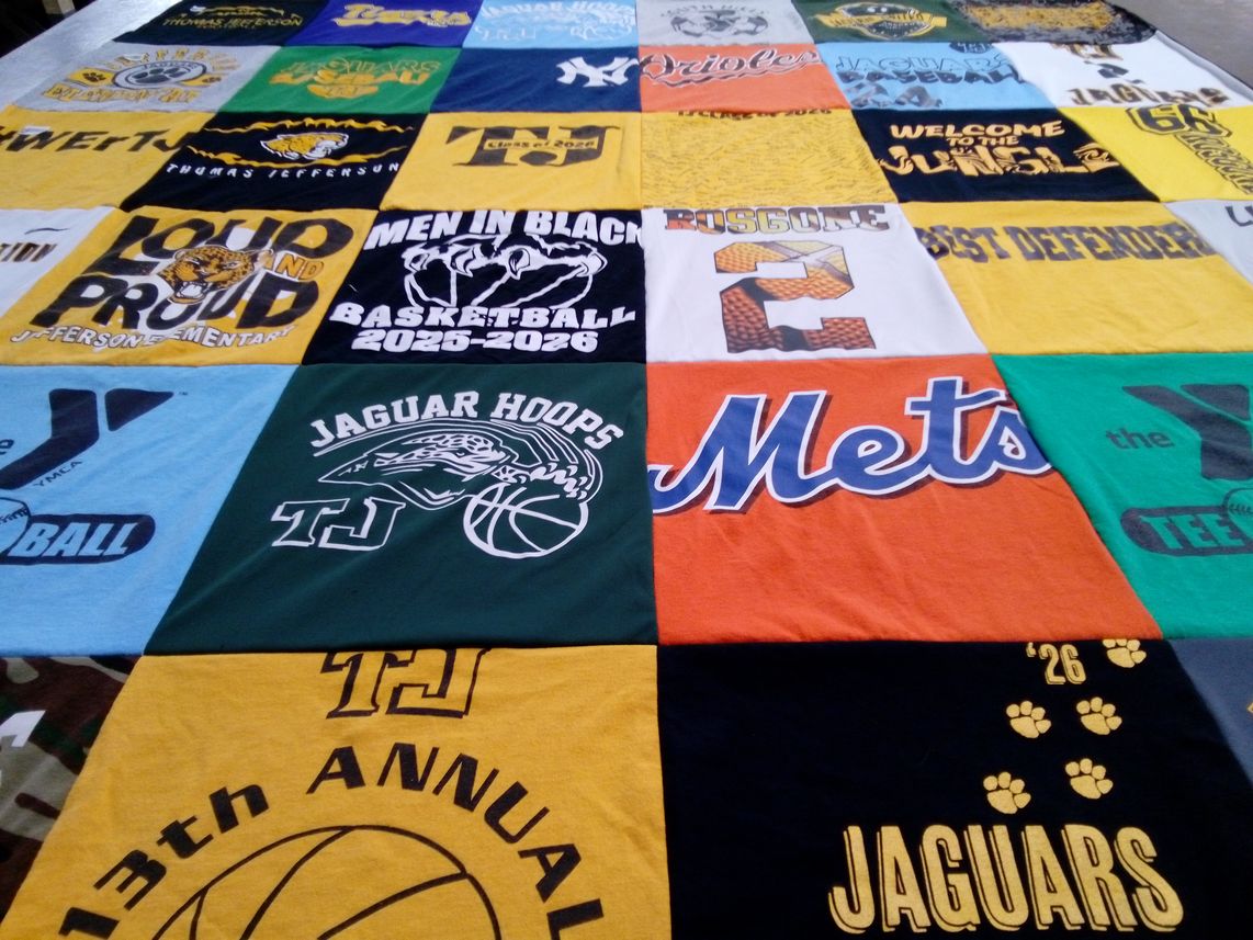 T-shirt quilt featuring jaguars, mets by Kristie from PA