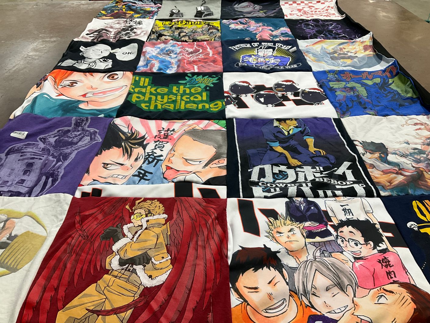 T-shirt quilt with anime, manga themes by Michelle from CO