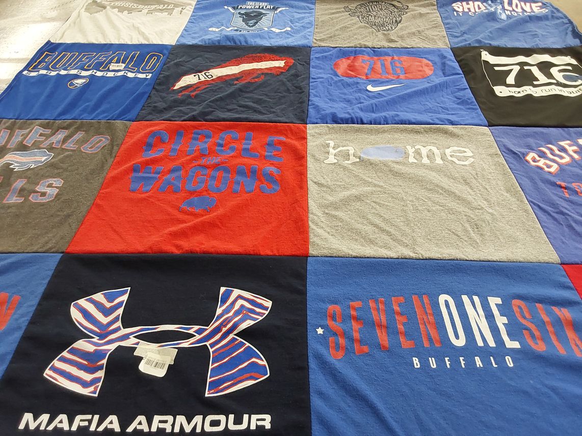 T-shirt quilt featuring buffalo bills, buffalo sabres by Molly from NY