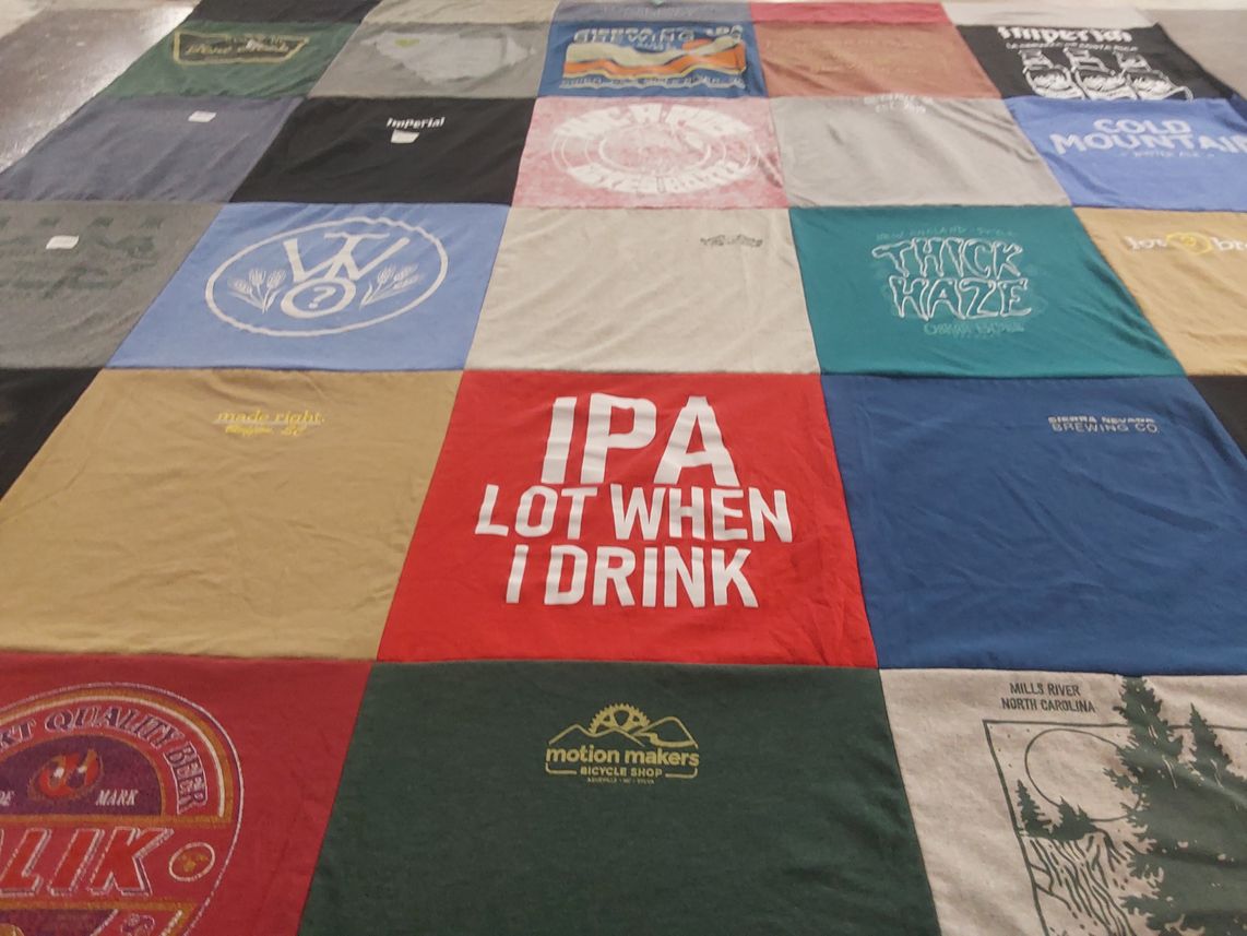 T-shirt quilt with brewing, beer themes by Steven from SC