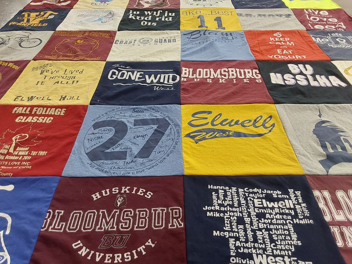 T-shirt quilt featuring bloomsburg huskies by Richard from PA