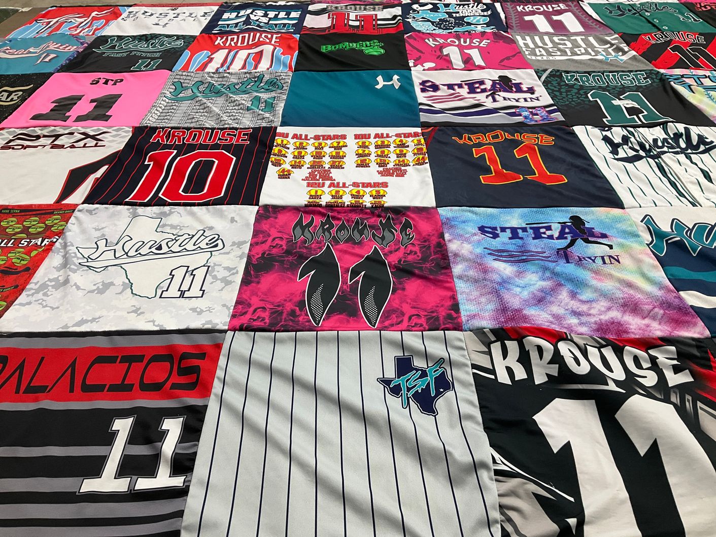 T-shirt quilt with softball themes by Diane from TX