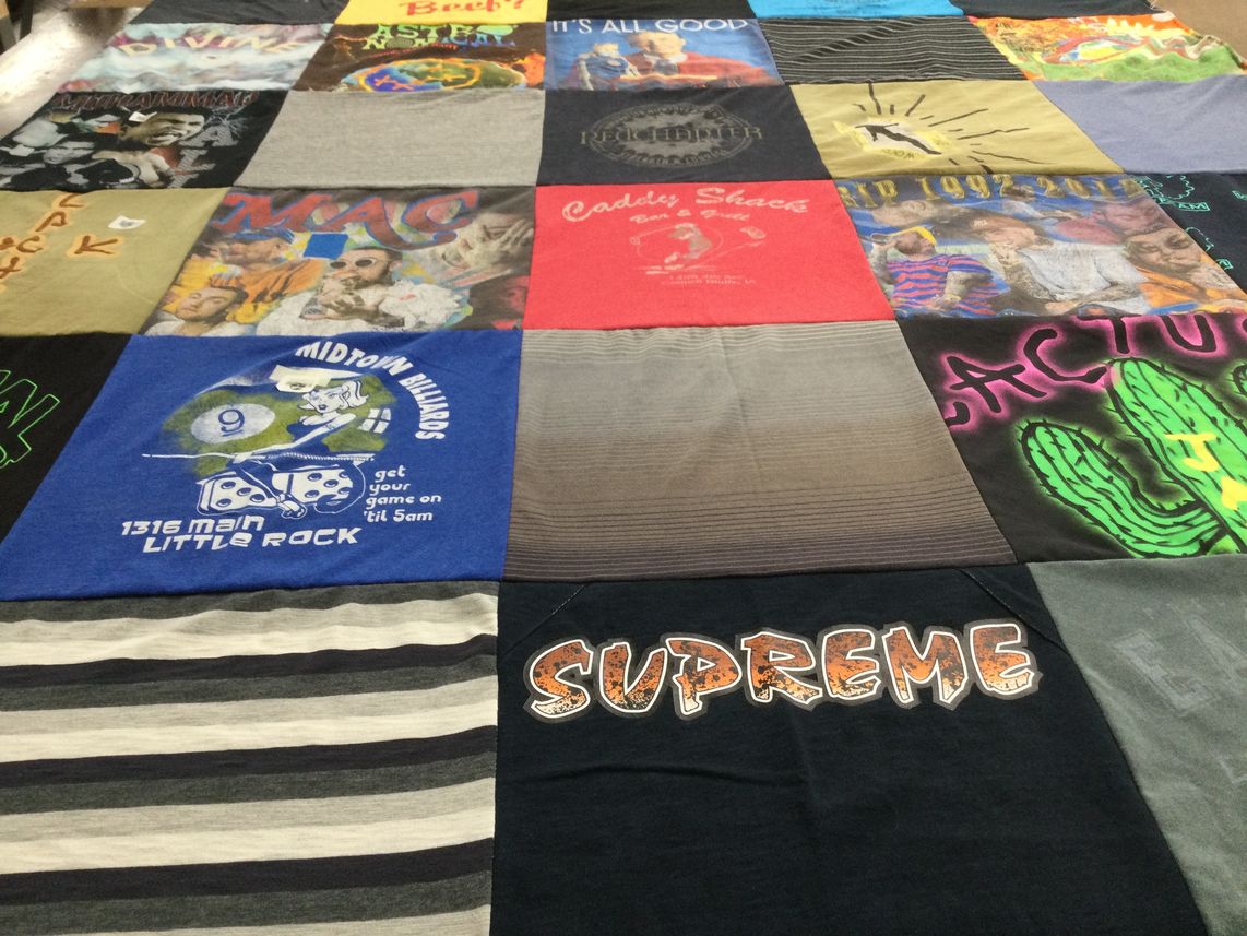 T-shirt quilt with billiards, art themes by Erin from NJ