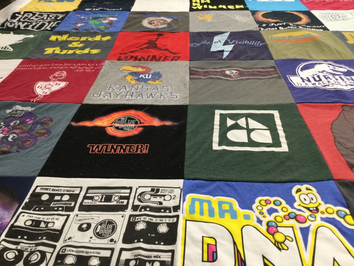 T-shirt quilt featuring kansas jayhawks by Paul from MN
