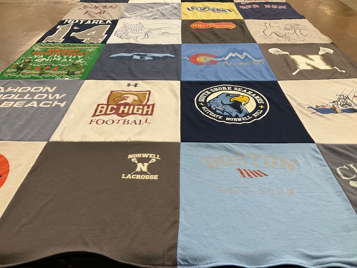 T-shirt quilt featuring norwell lacrosse, south shore seahawks by Keri from MA