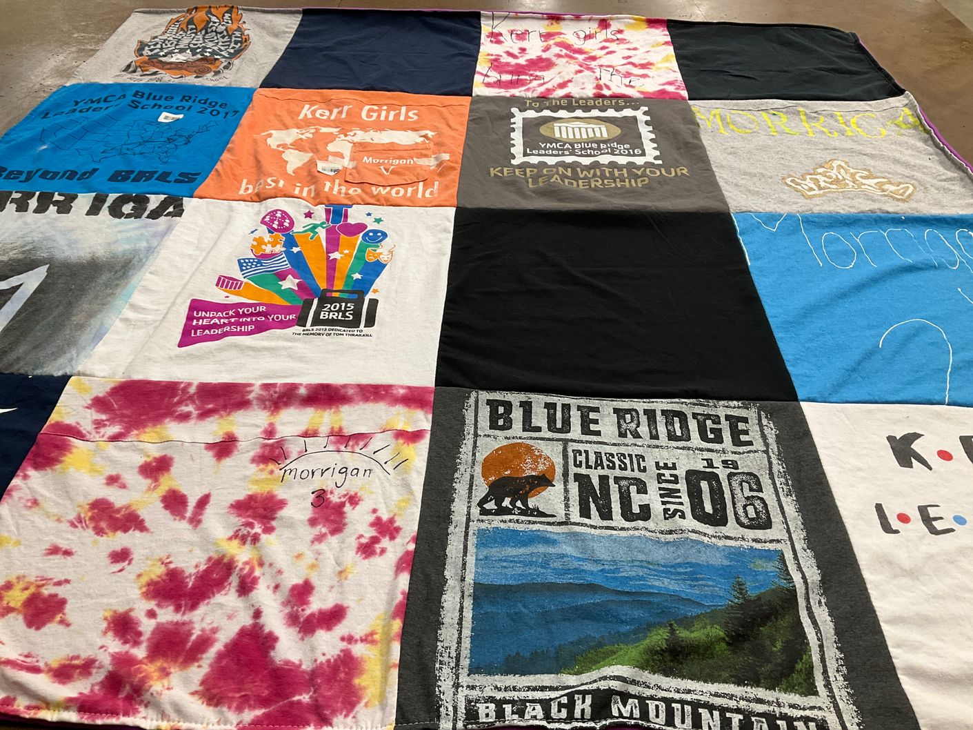T-shirt quilt with leadership, youth programs themes by Donna from NC