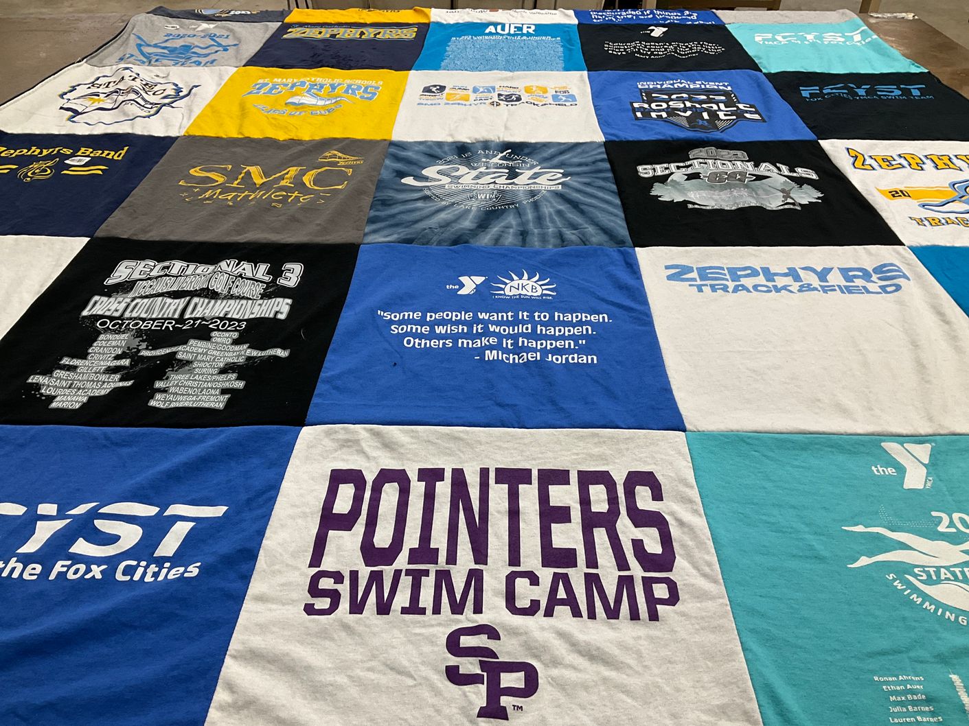 T-shirt quilt from stevens point area senior high school by Casey from WI