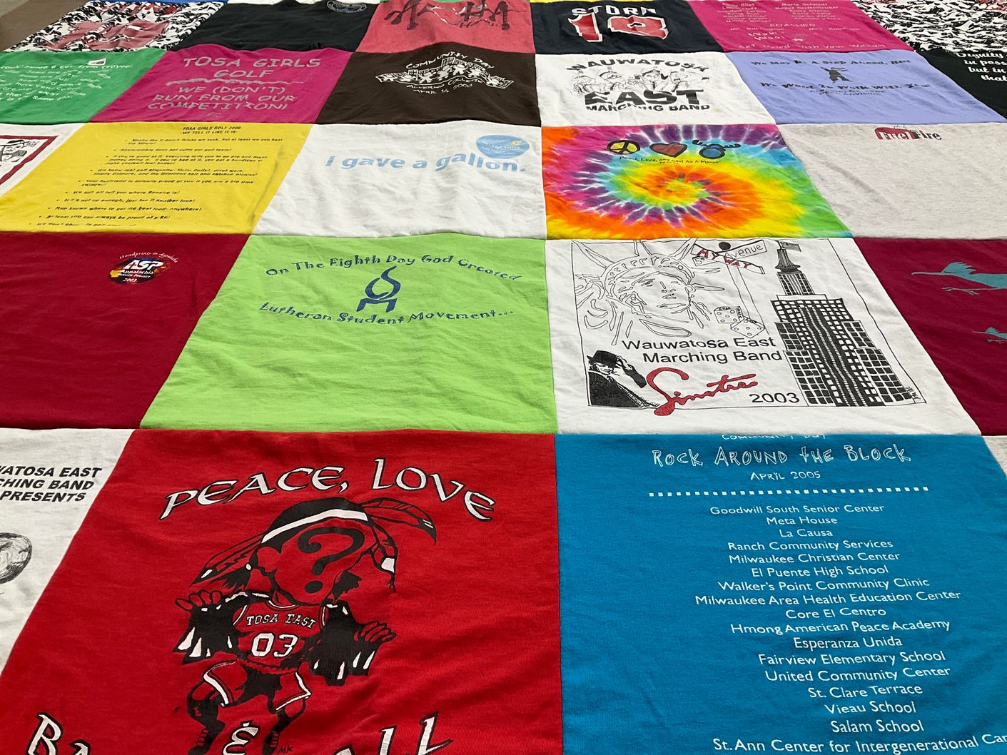 T-shirt quilt featuring wauwatosa east marching band by Emily from WI