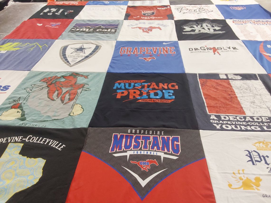 T-shirt quilt featuring grapevine mustangs football by jamie from TX