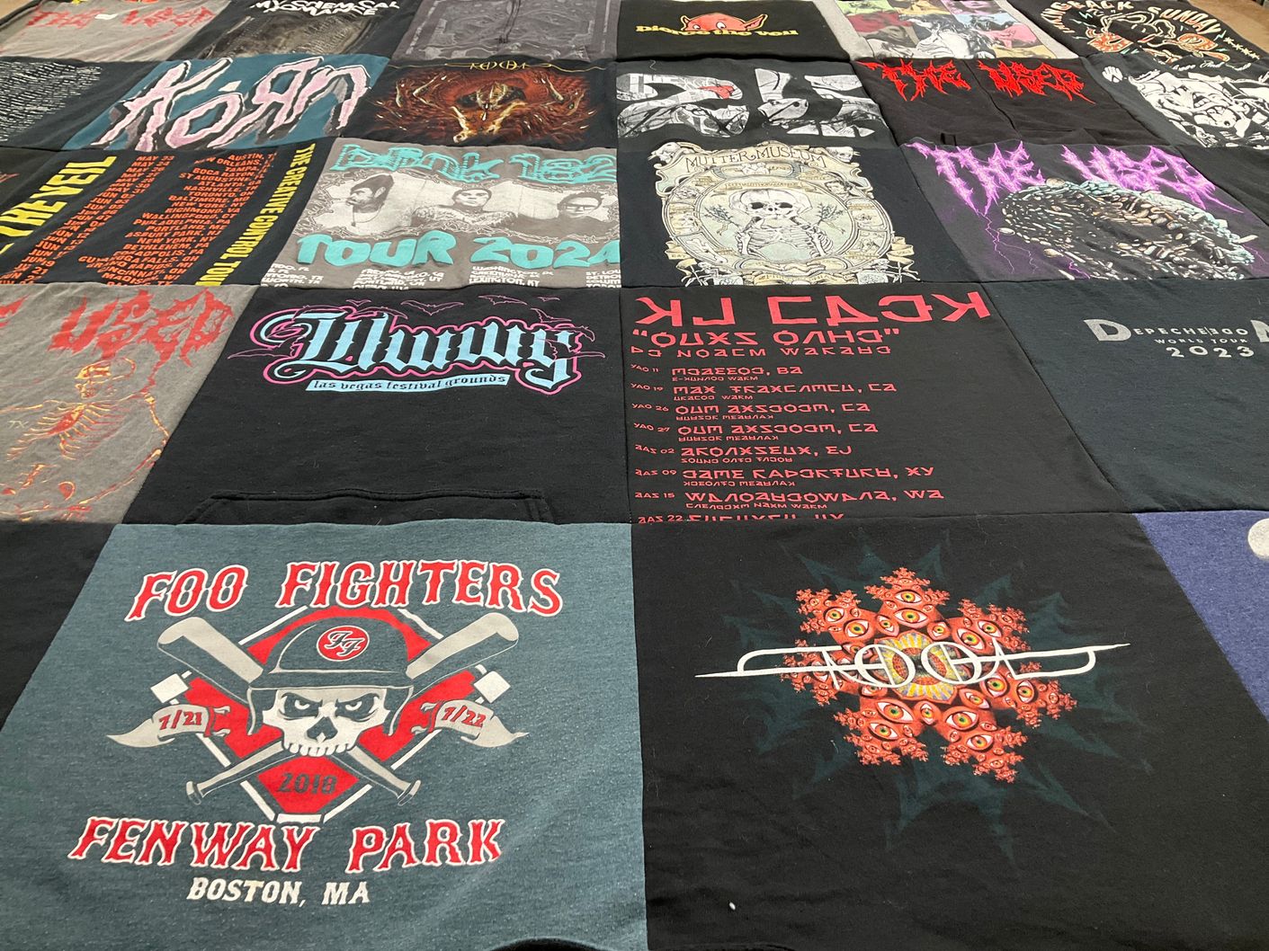 T-shirt quilt with music, concerts themes by libby from RI