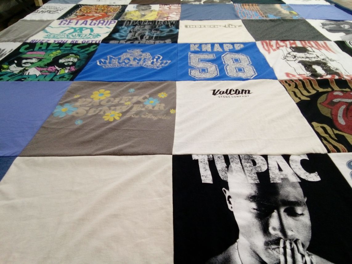 T-shirt quilt with music, hip hop themes by Jennifer from TX