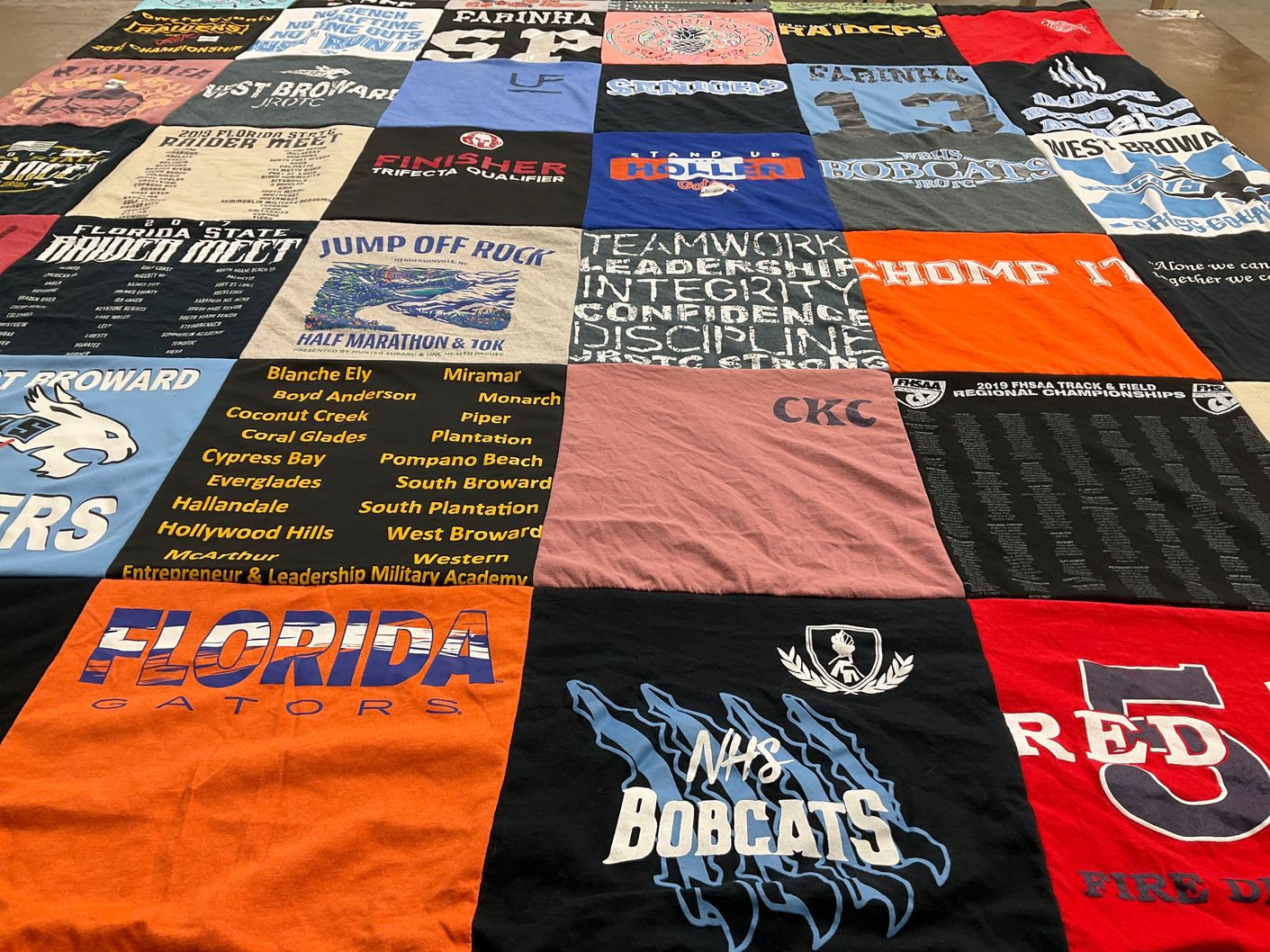 T-shirt quilt featuring florida gators, west broward high school bobcats by CHRISTINE from FL