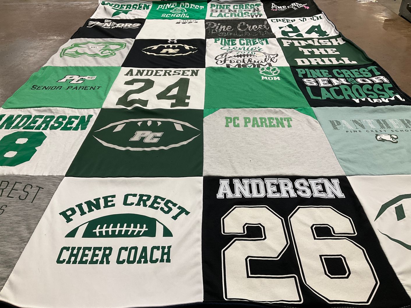 T-shirt quilt featuring pine crest lacrosse, pine crest football by carrie from FL