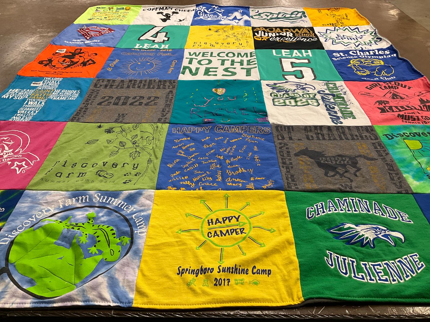 T-shirt quilt from chaminade julienne high school, st charles school by Erin from OH