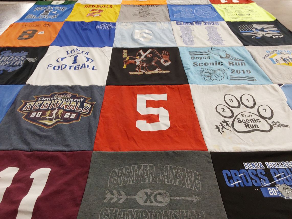 T-shirt quilt featuring ionia high school cross country team by Carla from MI