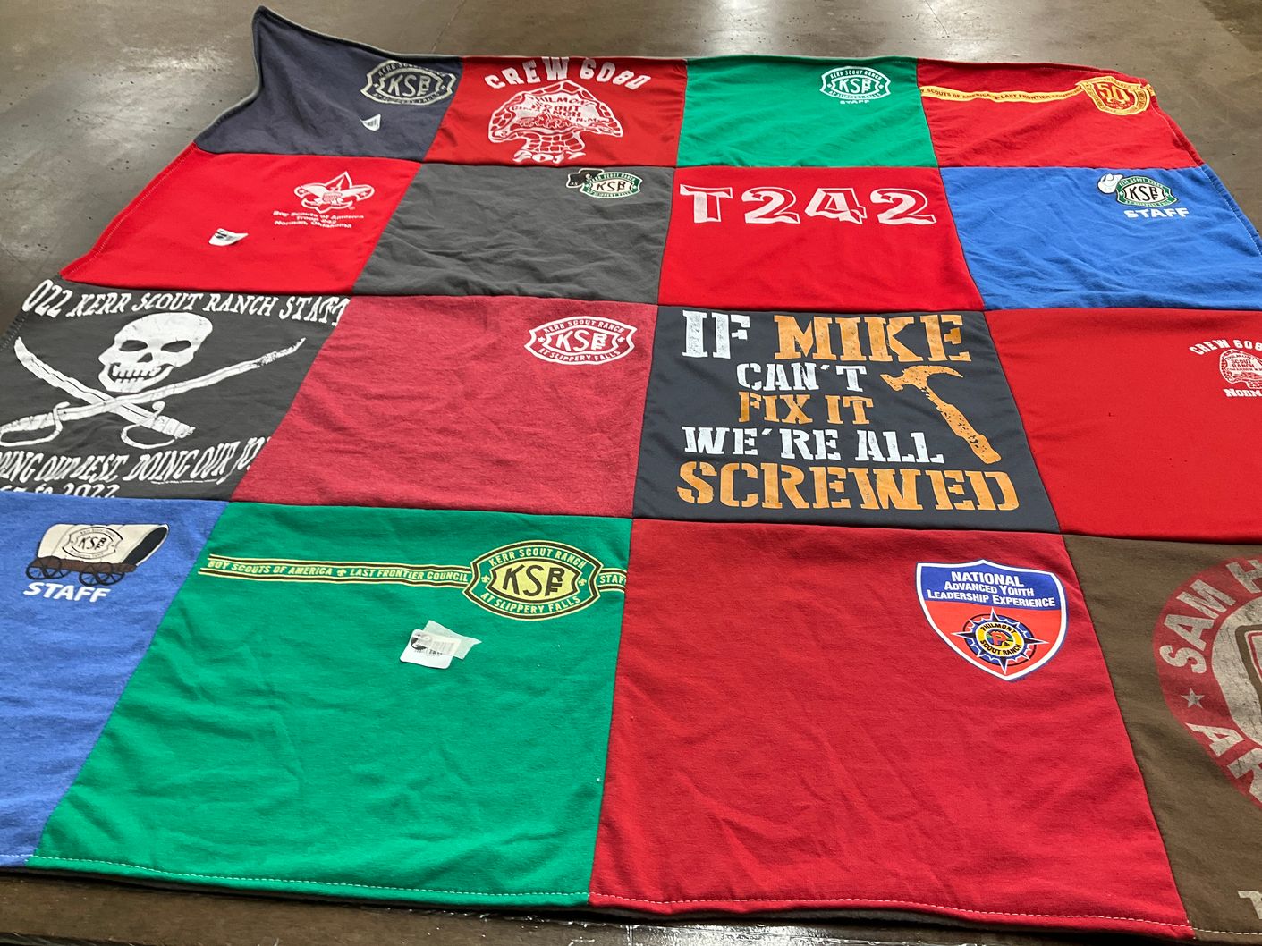 T-shirt quilt with scouting, leadership themes by Catherine from OK
