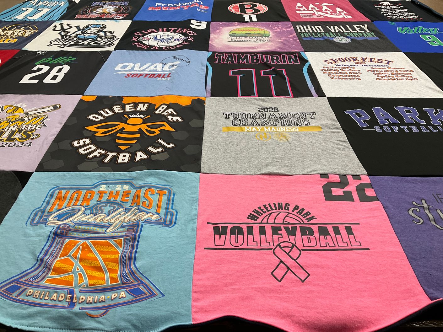 T-shirt quilt from wheeling park high school by Shannon from WV